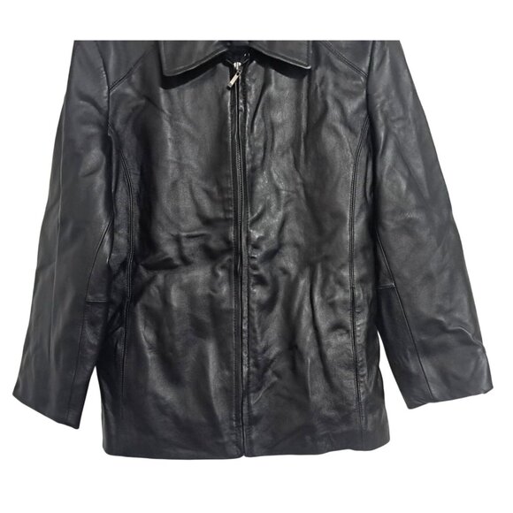 M. Julian Womens Genuine Leather Black Jacket With Zip Closure Lined With Polyes - Picture 9 of 13